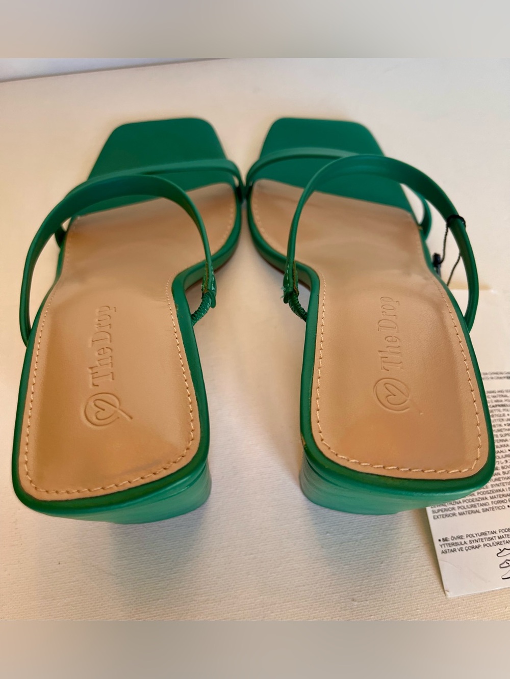 NEW THE DROP AVERY SQUARE TOE TWO STRAP HIGH HEELED SANDAL ULTRAMARINE GREEN SZ7 - Picture 8 of 16